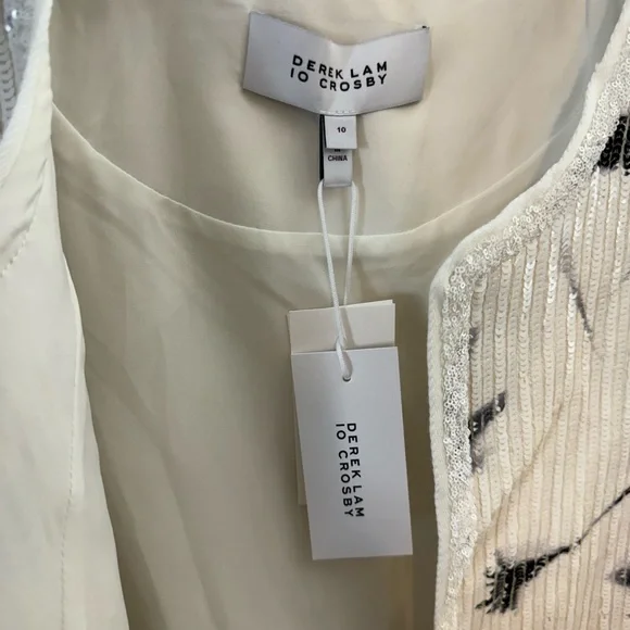 Derek Lam 10 Crosby Cameron Cotton Sequin Jacket, White/Black Multi, Size 10 NWT - Picture 6 of 9